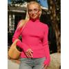 imageHOTOUCH Women Mock Neck Sweater Ribbed Knit Fitted Top Basic Casual Long Sleeve Shirt Winter Fashion Clothing 2024 TrendyHot Pink