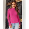 imageHOTOUCH Women Mock Neck Sweater Ribbed Knit Fitted Top Basic Casual Long Sleeve Shirt Winter Fashion Clothing 2024 TrendyHot Pink