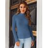 imageHOTOUCH Women Mock Neck Sweater Ribbed Knit Fitted Top Basic Casual Long Sleeve Shirt Winter Fashion Clothing 2024 TrendyNavy