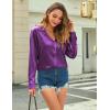 imageHOTOUCH Womens Satin Silk Shirts Button Down V Neck Dressy Casual Blouse Loose Long Sleeve Office Work Tunic TopsPurple