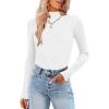 imageHOTOUCH Women Mock Neck Sweater Ribbed Knit Fitted Top Basic Casual Long Sleeve Shirt Winter Fashion Clothing 2024 TrendyWhite