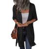 imageHOTOUCH Womens Knit Cardigan Open Front Outwear Hollow Out Crochet Tassel Lightweight Kimonos Sweater SXXLBlack