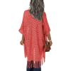 imageHOTOUCH Womens Knit Cardigan Open Front Outwear Hollow Out Crochet Tassel Lightweight Kimonos Sweater SXXLCoral