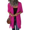 imageHOTOUCH Womens Knit Cardigan Open Front Outwear Hollow Out Crochet Tassel Lightweight Kimonos Sweater SXXLHot Pink