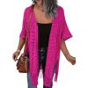 imageHOTOUCH Womens Knit Cardigan Open Front Outwear Hollow Out Crochet Tassel Lightweight Kimonos Sweater SXXLHot Pink