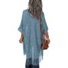 imageHOTOUCH Womens Knit Cardigan Open Front Outwear Hollow Out Crochet Tassel Lightweight Kimonos Sweater SXXLLight Blue