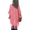 imageHOTOUCH Womens Knit Cardigan Open Front Outwear Hollow Out Crochet Tassel Lightweight Kimonos Sweater SXXLPink