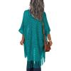 imageHOTOUCH Womens Knit Cardigan Open Front Outwear Hollow Out Crochet Tassel Lightweight Kimonos Sweater SXXLTeal