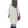 imageHOTOUCH Womens Knit Cardigan Open Front Outwear Hollow Out Crochet Tassel Lightweight Kimonos Sweater SXXLWhite