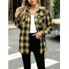 imageHOTOUCH Womens Long Roll Up Sleeve Cotton Flannels Plaid Shirts Classic Fit Button Down Shirt Blouses with PocketsBlackyellow