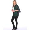 imageHOTOUCH Womens Long Roll Up Sleeve Cotton Flannels Plaid Shirts Classic Fit Button Down Shirt Blouses with PocketsGreen