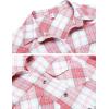 imageHOTOUCH Womens Long Roll Up Sleeve Cotton Flannels Plaid Shirts Classic Fit Button Down Shirt Blouses with PocketsPinkwhite