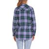 imageHOTOUCH Womens Long Roll Up Sleeve Cotton Flannels Plaid Shirts Classic Fit Button Down Shirt Blouses with PocketsPurplegreen