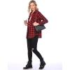 imageHOTOUCH Womens Long Roll Up Sleeve Cotton Flannels Plaid Shirts Classic Fit Button Down Shirt Blouses with PocketsRed