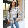 imageHOTOUCH Womens Long Roll Up Sleeve Cotton Flannels Plaid Shirts Classic Fit Button Down Shirt Blouses with PocketsWhite  Khaki