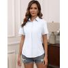 imageHOTOUCH Women Short Sleeve Button Down Shirts Business Work Fitted Collared Blouse Office Basic 2025 Tops S2XLA01white