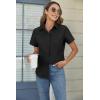 imageHOTOUCH Women Short Sleeve Button Down Shirts Business Work Fitted Collared Blouse Office Basic 2025 Tops S2XLAblack