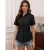 imageHOTOUCH Women Short Sleeve Button Down Shirts Business Work Fitted Collared Blouse Office Basic 2025 Tops S2XLAblack