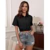 imageHOTOUCH Women Short Sleeve Button Down Shirts Business Work Fitted Collared Blouse Office Basic 2025 Tops S2XLAblack