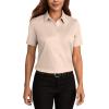 imageHOTOUCH Women Short Sleeve Button Down Shirts Business Work Fitted Collared Blouse Office Basic 2025 Tops S2XLKhaki