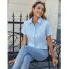 imageHOTOUCH Women Short Sleeve Button Down Shirts Business Work Fitted Collared Blouse Office Basic 2025 Tops S2XLLight Blue