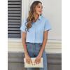 imageHOTOUCH Women Short Sleeve Button Down Shirts Business Work Fitted Collared Blouse Office Basic 2025 Tops S2XLLight Blue