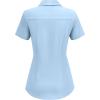 imageHOTOUCH Women Short Sleeve Button Down Shirts Business Work Fitted Collared Blouse Office Basic 2025 Tops S2XLLight Blue