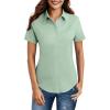 imageHOTOUCH Women Short Sleeve Button Down Shirts Business Work Fitted Collared Blouse Office Basic 2025 Tops S2XLLight Green