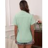 imageHOTOUCH Women Short Sleeve Button Down Shirts Business Work Fitted Collared Blouse Office Basic 2025 Tops S2XLLight Green