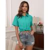 imageHOTOUCH Women Short Sleeve Button Down Shirts Business Work Fitted Collared Blouse Office Basic 2025 Tops S2XLMint Green