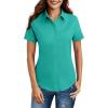 imageHOTOUCH Women Short Sleeve Button Down Shirts Business Work Fitted Collared Blouse Office Basic 2025 Tops S2XLMint Green