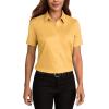 imageHOTOUCH Women Short Sleeve Button Down Shirts Business Work Fitted Collared Blouse Office Basic 2025 Tops S2XLMustard