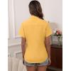 imageHOTOUCH Women Short Sleeve Button Down Shirts Business Work Fitted Collared Blouse Office Basic 2025 Tops S2XLMustard