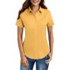 imageHOTOUCH Women Short Sleeve Button Down Shirts Business Work Fitted Collared Blouse Office Basic 2025 Tops S2XLMustard