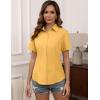 imageHOTOUCH Women Short Sleeve Button Down Shirts Business Work Fitted Collared Blouse Office Basic 2025 Tops S2XLMustard