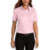 imageHOTOUCH Women Short Sleeve Button Down Shirts Business Work Fitted Collared Blouse Office Basic 2025 Tops S2XLPink