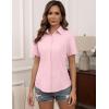 imageHOTOUCH Women Short Sleeve Button Down Shirts Business Work Fitted Collared Blouse Office Basic 2025 Tops S2XLPink