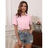 imageHOTOUCH Women Short Sleeve Button Down Shirts Business Work Fitted Collared Blouse Office Basic 2025 Tops S2XLPink