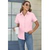 imageHOTOUCH Women Short Sleeve Button Down Shirts Business Work Fitted Collared Blouse Office Basic 2025 Tops S2XLPink