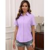 imageHOTOUCH Women Short Sleeve Button Down Shirts Business Work Fitted Collared Blouse Office Basic 2025 Tops S2XLPurple