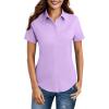 imageHOTOUCH Women Short Sleeve Button Down Shirts Business Work Fitted Collared Blouse Office Basic 2025 Tops S2XLPurple