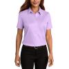 imageHOTOUCH Women Short Sleeve Button Down Shirts Business Work Fitted Collared Blouse Office Basic 2025 Tops S2XLPurple