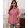 imageHOTOUCH Women Short Sleeve Button Down Shirts Business Work Fitted Collared Blouse Office Basic 2025 Tops S2XLRusty Rose