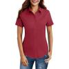 imageHOTOUCH Women Short Sleeve Button Down Shirts Business Work Fitted Collared Blouse Office Basic 2025 Tops S2XLWine Red