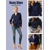 imageHOTOUCH Womens Button Down Shirt Cotton V Neck Work Office Blouse Dressy Casual Long Sleeve Tops with PocketNavy Blue