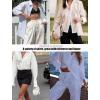 imageHOTOUCH Womens Button Down Shirt Cotton V Neck Work Office Blouse Dressy Casual Long Sleeve Tops with PocketWhite