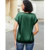 imageHOTOUCH Womens Short Sleeve Pullover Blouses Satin Silk Shirts Casual Loose Work Tunic TopsGreen