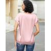 imageHOTOUCH Womens Short Sleeve Pullover Blouses Satin Silk Shirts Casual Loose Work Tunic TopsMisty Rose