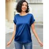 imageHOTOUCH Womens Short Sleeve Pullover Blouses Satin Silk Shirts Casual Loose Work Tunic TopsSnorkel Blue