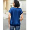 imageHOTOUCH Womens Short Sleeve Pullover Blouses Satin Silk Shirts Casual Loose Work Tunic TopsSnorkel Blue